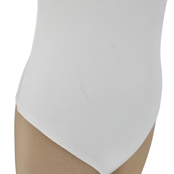 Nine West Sculpting Bodysuit Ivory Sleeveless Mock Neck Top Small - Picture 3 of 9
